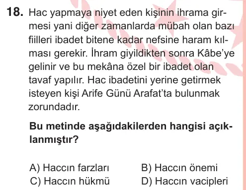 7. Sınıf Sosyal Bilgiler 2025 İOKBS Bursluluk Sınavı 18. Soru görseli