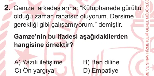 7. Sınıf Sosyal Bilgiler 2025 İOKBS Bursluluk Sınavı 2. Soru görseli