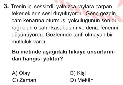 7. Sınıf Türkçe 2025 İOKBS Bursluluk Sınavı 3. Soru görseli