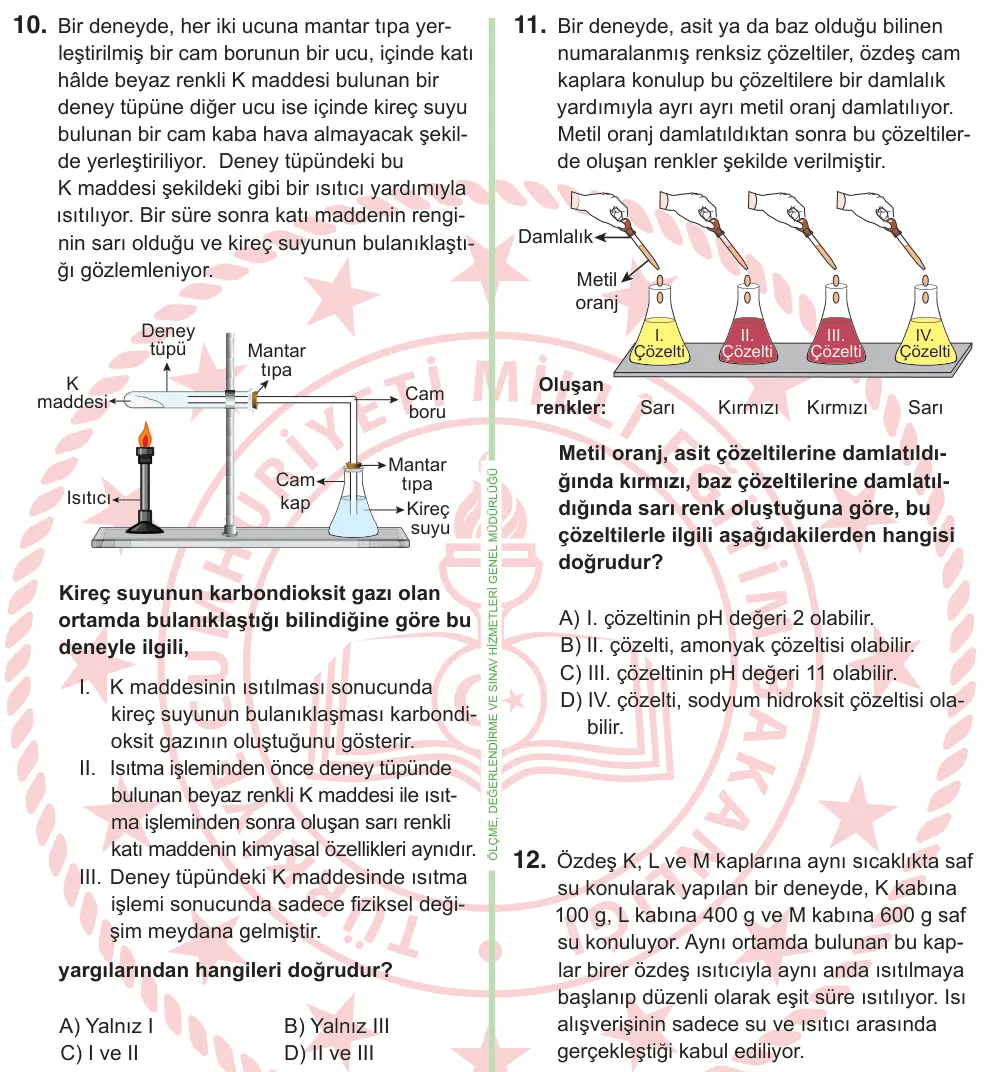8. Sınıf ve Hazırlık Fen Bilimleri 2025 İOKBS Bursluluk Sınavı 10. Soru görseli