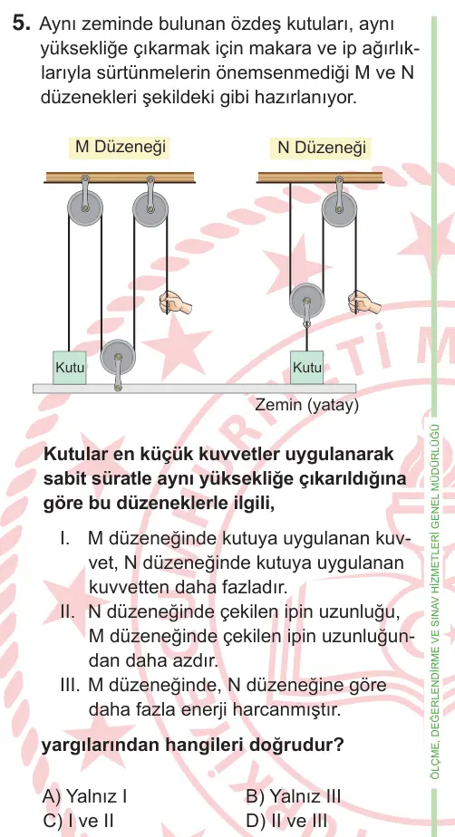 8. Sınıf ve Hazırlık Fen Bilimleri 2025 İOKBS Bursluluk Sınavı 5. Soru görseli