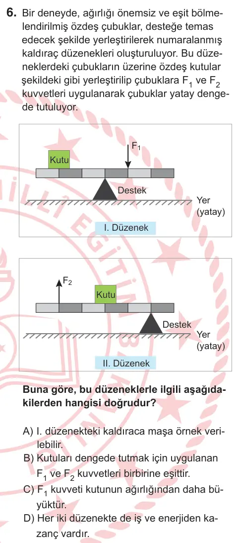 8. Sınıf ve Hazırlık Fen Bilimleri 2025 İOKBS Bursluluk Sınavı 6. Soru görseli