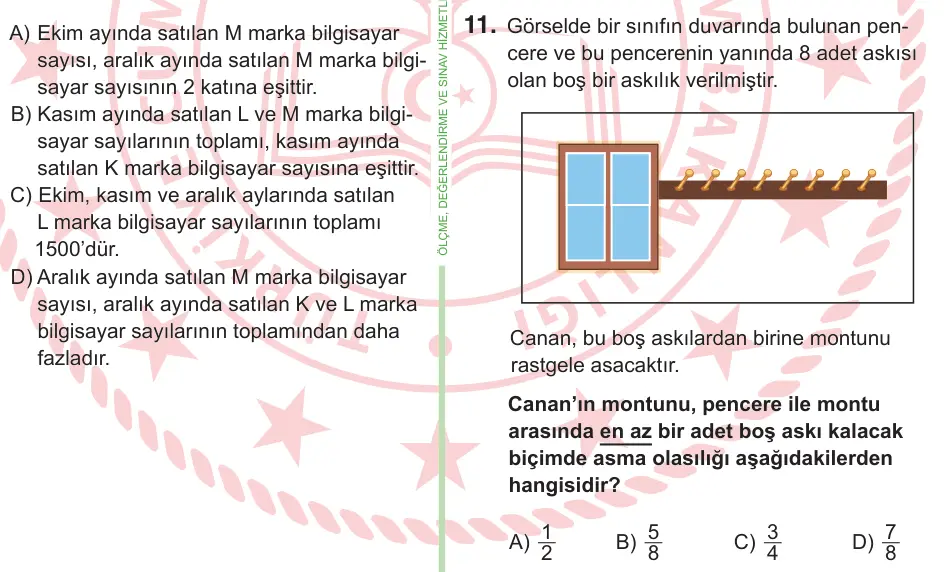 8. Sınıf ve Hazırlık Matematik 2025 İOKBS Bursluluk Sınavı 11. Soru görseli