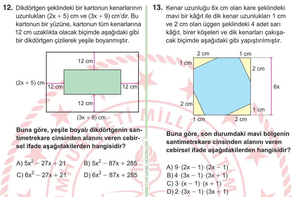 8. Sınıf ve Hazırlık Matematik 2025 İOKBS Bursluluk Sınavı 13. Soru görseli