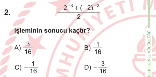 8. Sınıf ve Hazırlık Matematik 2025 İOKBS Bursluluk Sınavı 2. Soru görseli