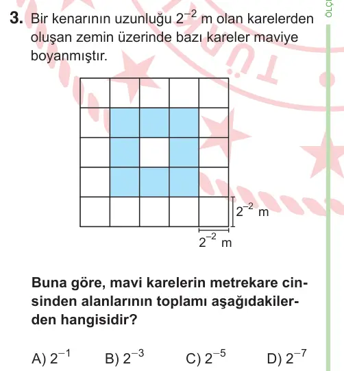 8. Sınıf ve Hazırlık Matematik 2025 İOKBS Bursluluk Sınavı 3. Soru görseli