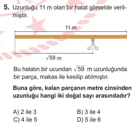 8. Sınıf ve Hazırlık Matematik 2025 İOKBS Bursluluk Sınavı 5. Soru görseli (1/2)