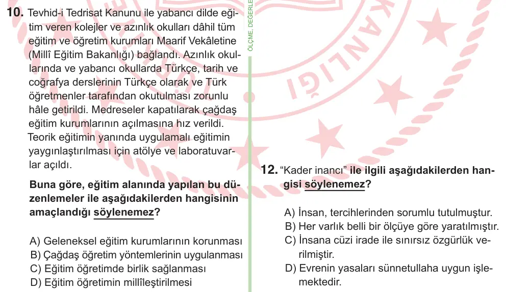 8. Sınıf ve Hazırlık Sosyal Bilgiler 2025 İOKBS Bursluluk Sınavı 10. Soru görseli (1/2)