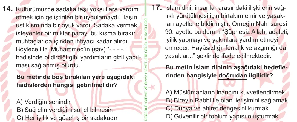 8. Sınıf ve Hazırlık Sosyal Bilgiler 2025 İOKBS Bursluluk Sınavı 17. Soru görseli