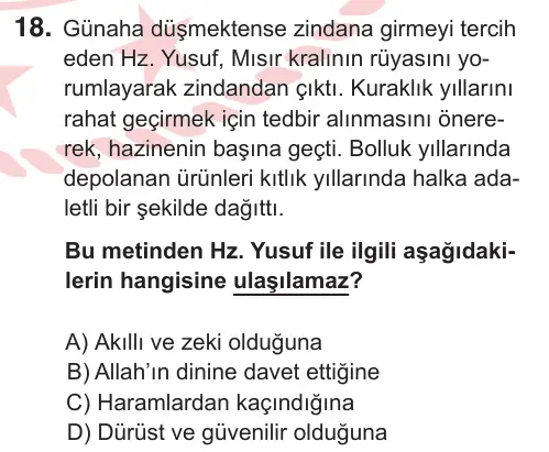 8. Sınıf ve Hazırlık Sosyal Bilgiler 2025 İOKBS Bursluluk Sınavı 18. Soru görseli