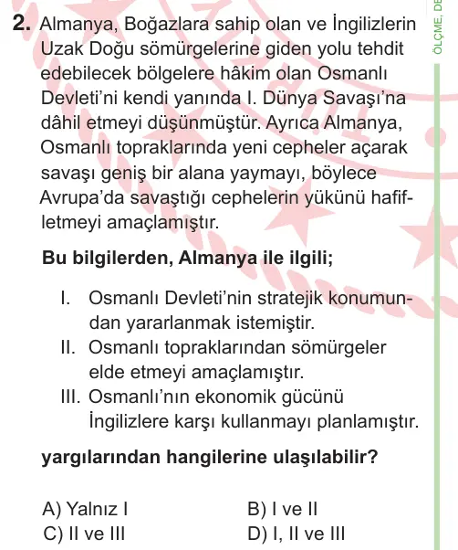 8. Sınıf ve Hazırlık Sosyal Bilgiler 2025 İOKBS Bursluluk Sınavı 2. Soru görseli