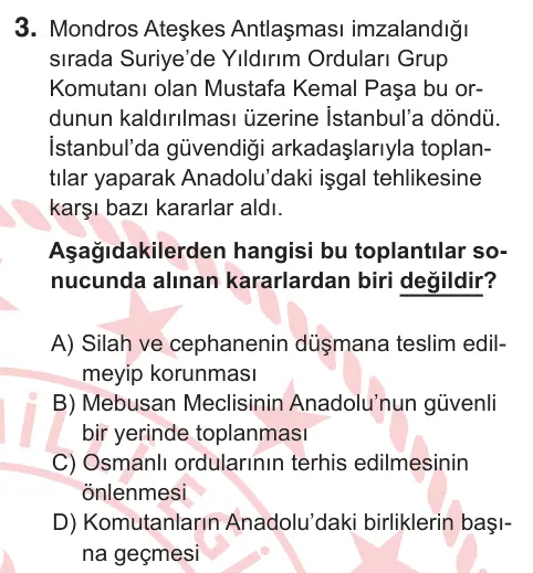 8. Sınıf ve Hazırlık Sosyal Bilgiler 2025 İOKBS Bursluluk Sınavı 3. Soru görseli