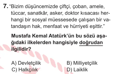 8. Sınıf ve Hazırlık Sosyal Bilgiler 2025 İOKBS Bursluluk Sınavı 7. Soru görseli