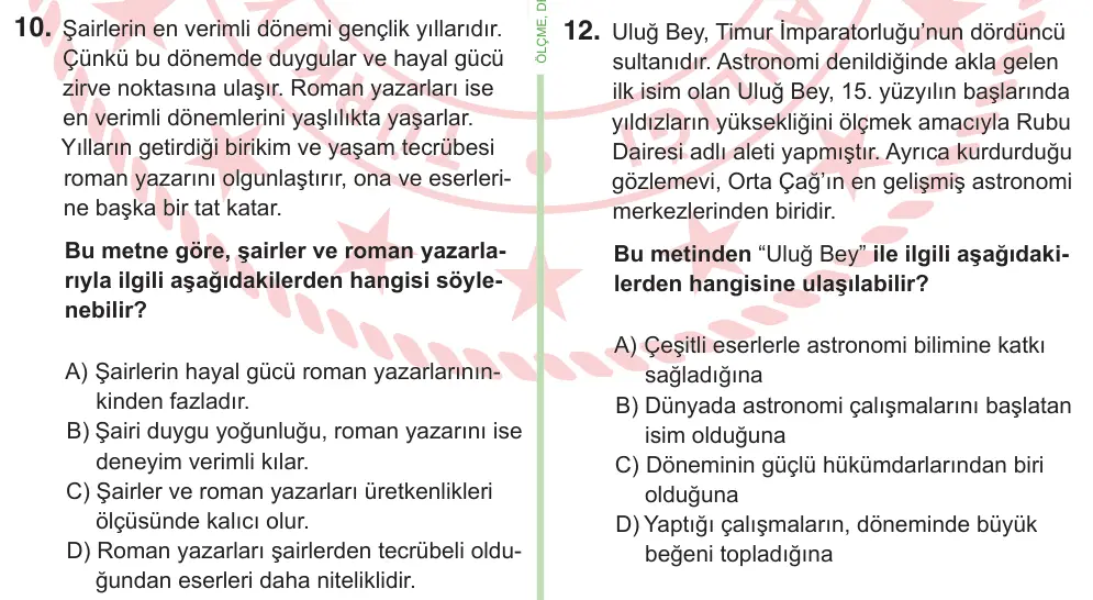 8. Sınıf ve Hazırlık Türkçe 2025 İOKBS Bursluluk Sınavı 10. Soru görseli