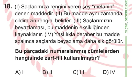 8. Sınıf ve Hazırlık Türkçe 2025 İOKBS Bursluluk Sınavı 18. Soru görseli