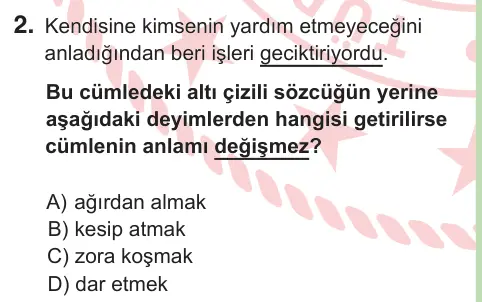 8. Sınıf ve Hazırlık Türkçe 2025 İOKBS Bursluluk Sınavı 2. Soru görseli