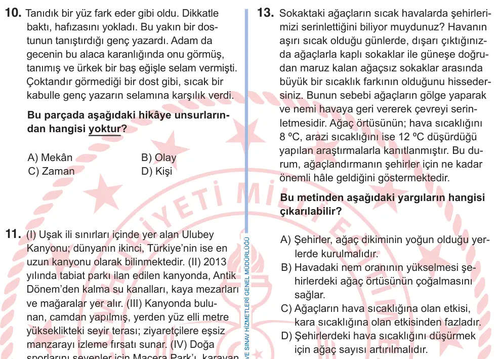 9. Sınıf Türk Dili ve Edebiyatı 2025 İOKBS Bursluluk Sınavı 13. Soru görseli