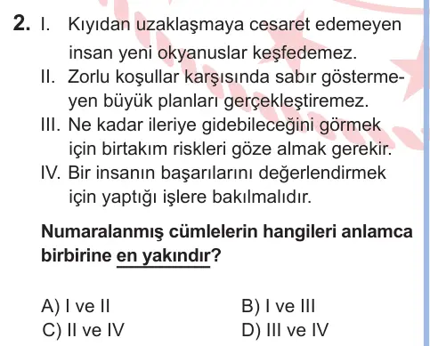 9. Sınıf Türk Dili ve Edebiyatı 2025 İOKBS Bursluluk Sınavı 2. Soru görseli