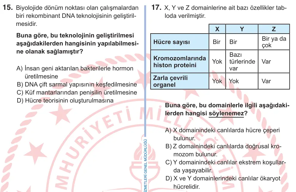 9. Sınıf Fen Bilimleri 2025 İOKBS Bursluluk Sınavı 17. Soru görseli
