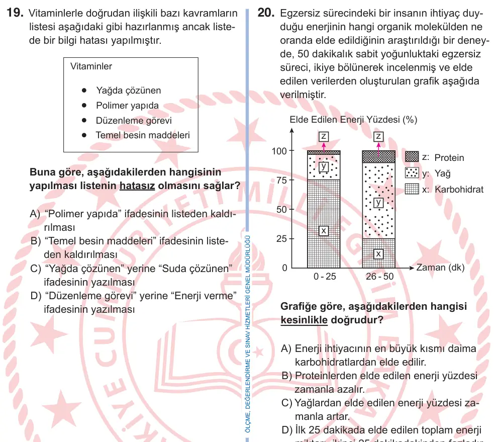 9. Sınıf Fen Bilimleri 2025 İOKBS Bursluluk Sınavı 19. Soru görseli