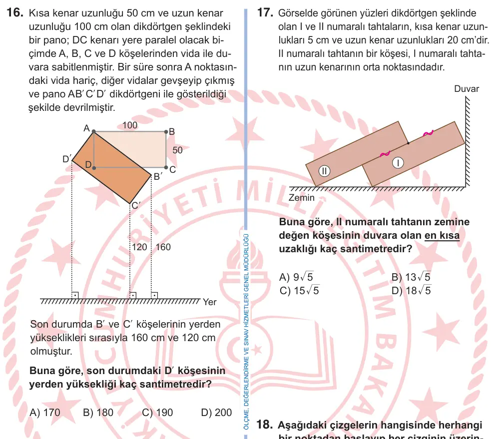 9. Sınıf Matematik 2025 İOKBS Bursluluk Sınavı 16. Soru görseli