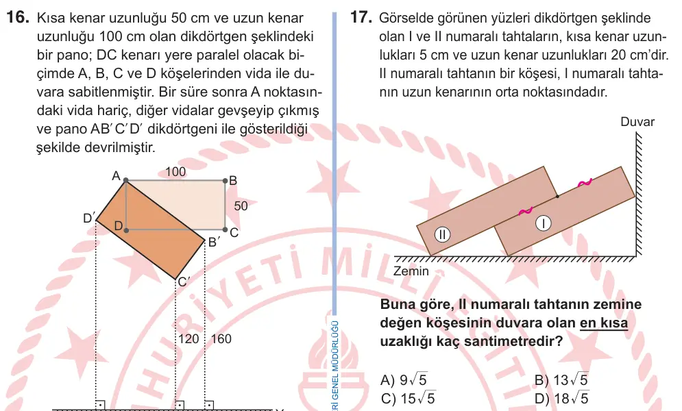 9. Sınıf Matematik 2025 İOKBS Bursluluk Sınavı 17. Soru görseli