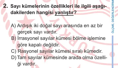 9. Sınıf Matematik 2025 İOKBS Bursluluk Sınavı 2. Soru görseli