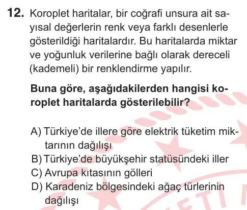 9. Sınıf Sosyal Bilgiler 2025 İOKBS Bursluluk Sınavı 12. Soru görseli