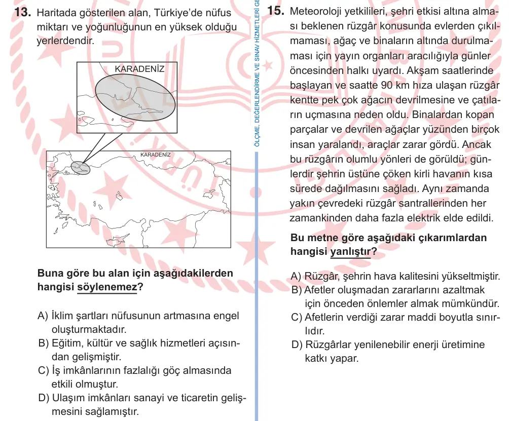 9. Sınıf Sosyal Bilgiler 2025 İOKBS Bursluluk Sınavı 13. Soru görseli