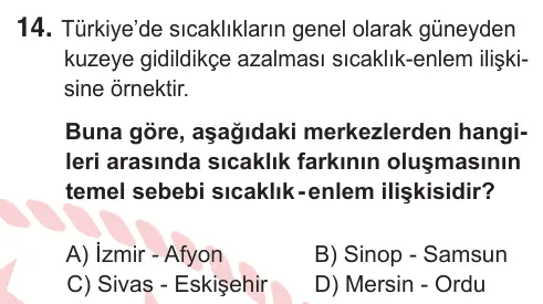 9. Sınıf Sosyal Bilgiler 2025 İOKBS Bursluluk Sınavı 14. Soru görseli