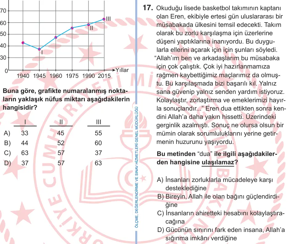 9. Sınıf Sosyal Bilgiler 2025 İOKBS Bursluluk Sınavı 17. Soru görseli
