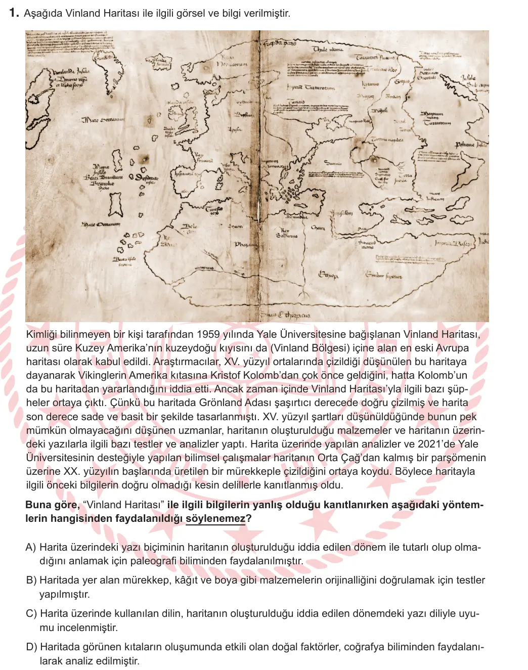 9. Sınıf Sosyal Bilgiler 2025 İOKBS Bursluluk Sınavı 1. Soru görseli