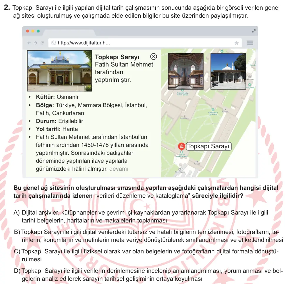 9. Sınıf Sosyal Bilgiler 2025 İOKBS Bursluluk Sınavı 2. Soru görseli