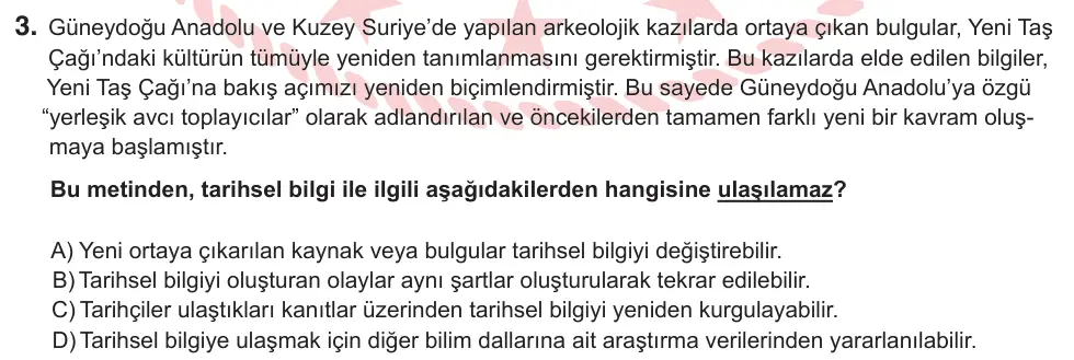 9. Sınıf Sosyal Bilgiler 2025 İOKBS Bursluluk Sınavı 3. Soru görseli (1/2)