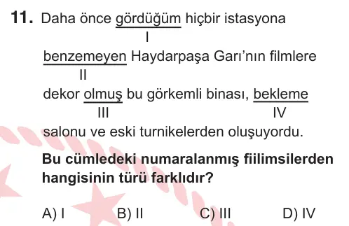 11. Sınıf Türk Dili ve Edebiyatı 2026 İOKBS Bursluluk Sınavı 11. Soru görseli