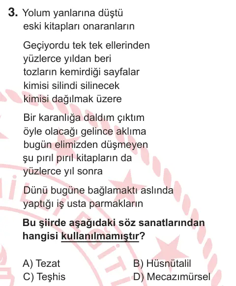 11. Sınıf Türk Dili ve Edebiyatı 2026 İOKBS Bursluluk Sınavı 3. Soru görseli