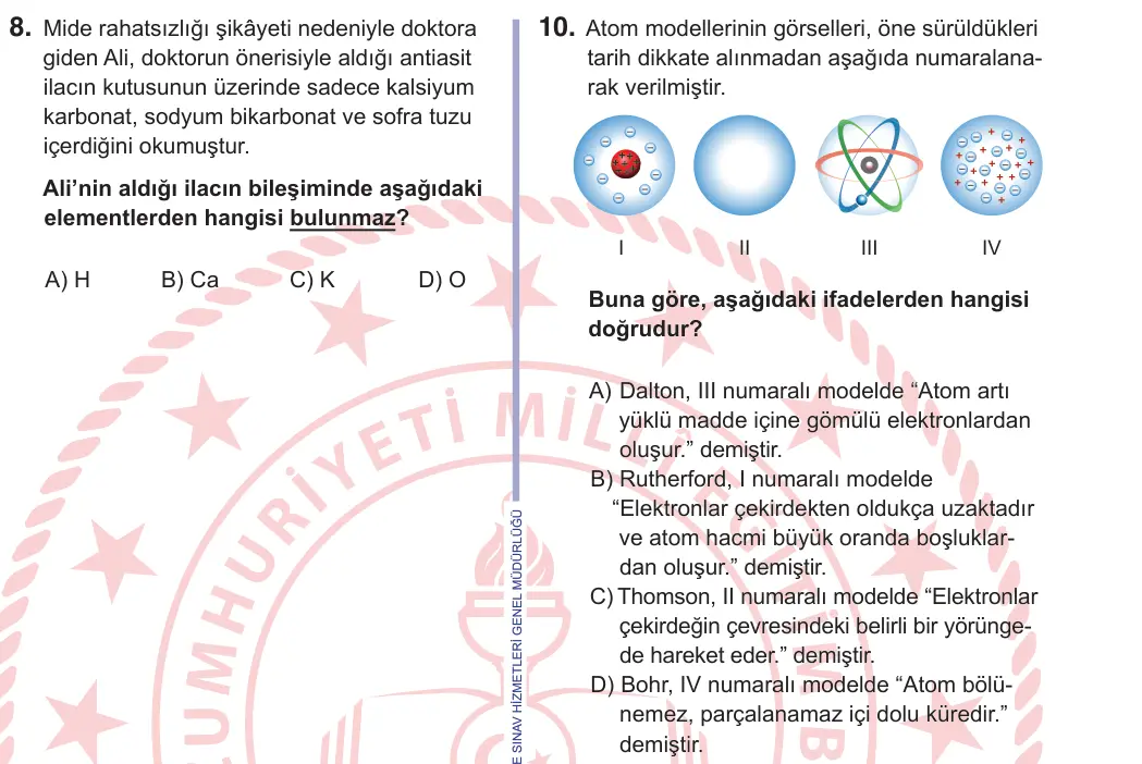 11. Sınıf Fen Bilimleri 2026 İOKBS Bursluluk Sınavı 10. Soru görseli