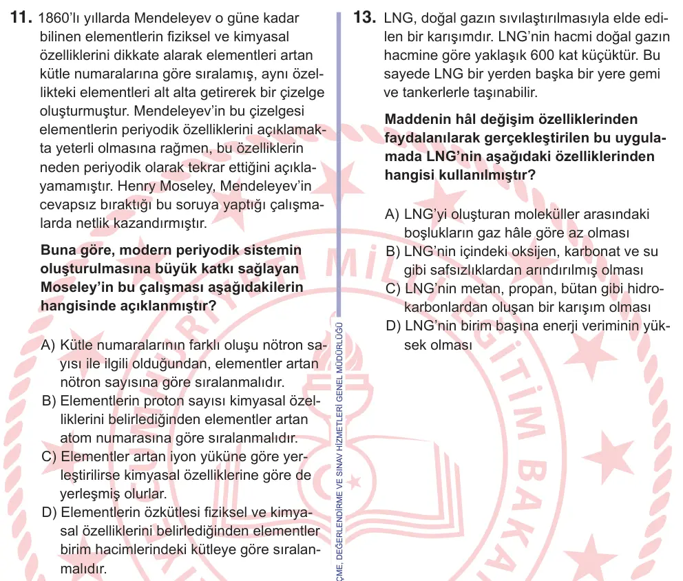 11. Sınıf Fen Bilimleri 2026 İOKBS Bursluluk Sınavı 11. Soru görseli