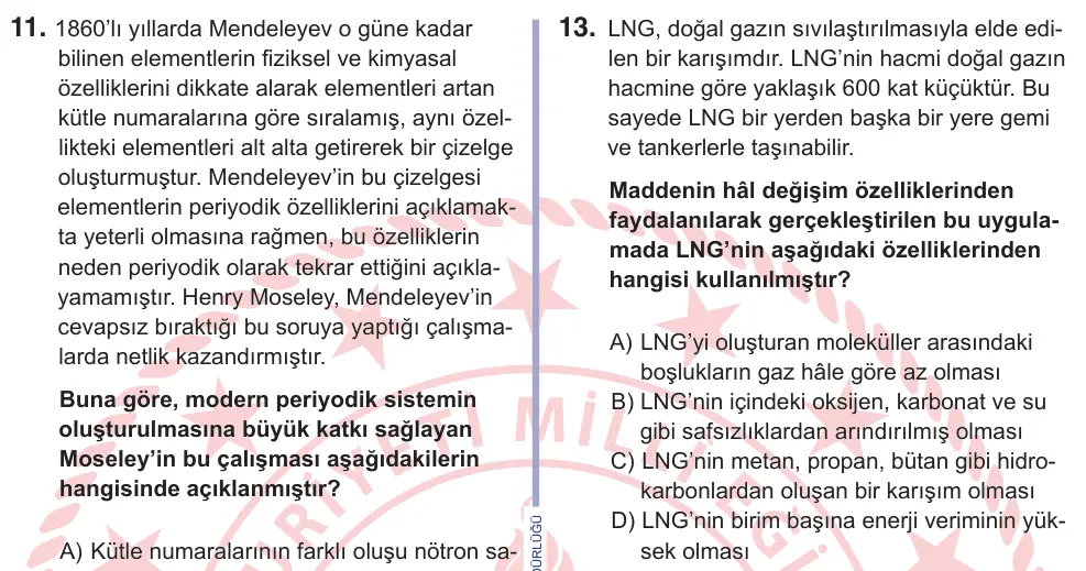 11. Sınıf Fen Bilimleri 2026 İOKBS Bursluluk Sınavı 13. Soru görseli