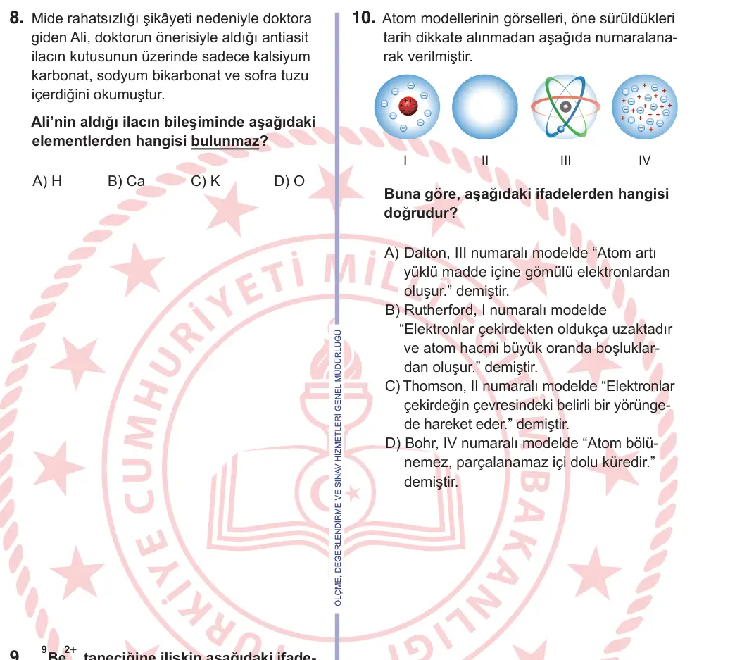 11. Sınıf Fen Bilimleri 2026 İOKBS Bursluluk Sınavı 8. Soru görseli