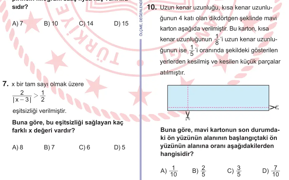 11. Sınıf Matematik 2026 İOKBS Bursluluk Sınavı 10. Soru görseli
