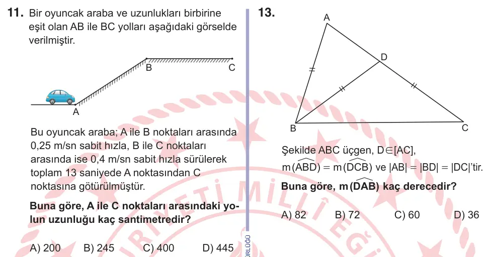 11. Sınıf Matematik 2026 İOKBS Bursluluk Sınavı 11. Soru görseli