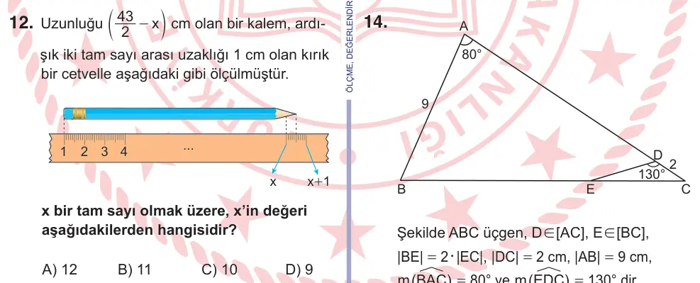 11. Sınıf Matematik 2026 İOKBS Bursluluk Sınavı 12. Soru görseli