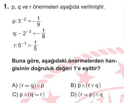 11. Sınıf Matematik 2026 İOKBS Bursluluk Sınavı 1. Soru görseli