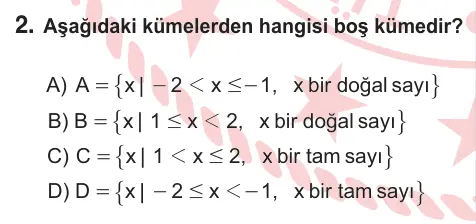 11. Sınıf Matematik 2026 İOKBS Bursluluk Sınavı 2. Soru görseli