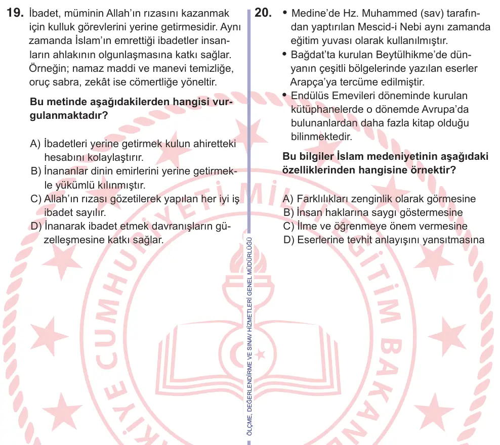 11. Sınıf Sosyal Bilgiler 2026 İOKBS Bursluluk Sınavı 19. Soru görseli
