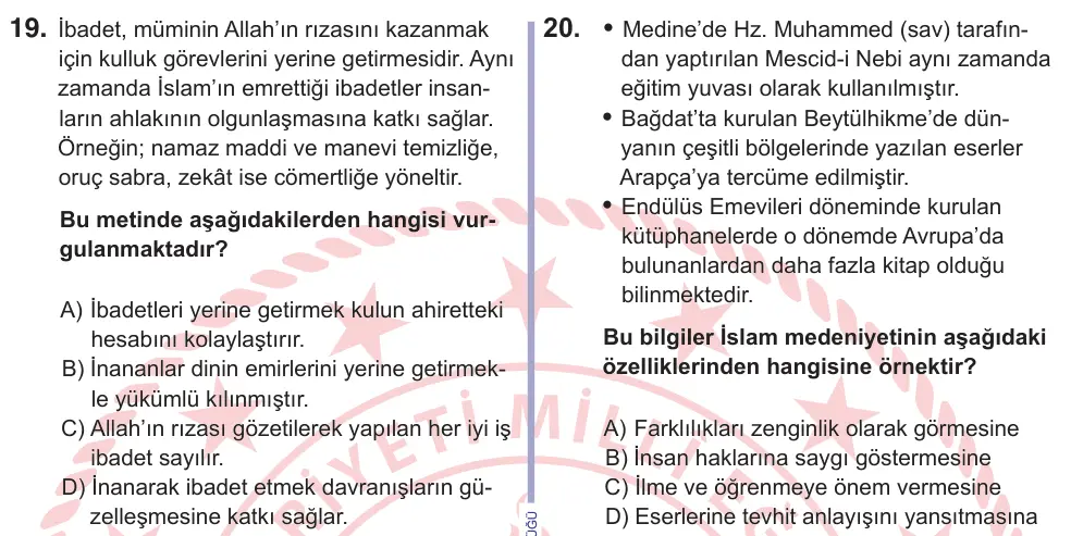 11. Sınıf Sosyal Bilgiler 2026 İOKBS Bursluluk Sınavı 20. Soru görseli (1/4)