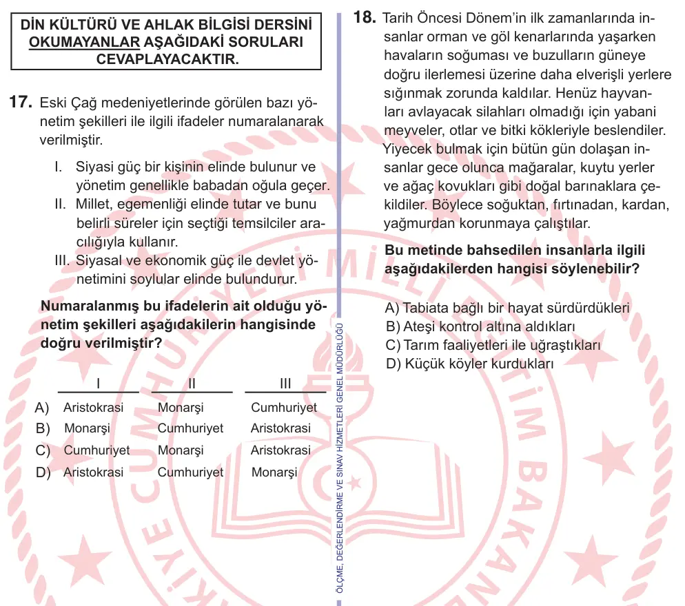 11. Sınıf Sosyal Bilgiler 2026 İOKBS Bursluluk Sınavı 20. Soru görseli (2/4)