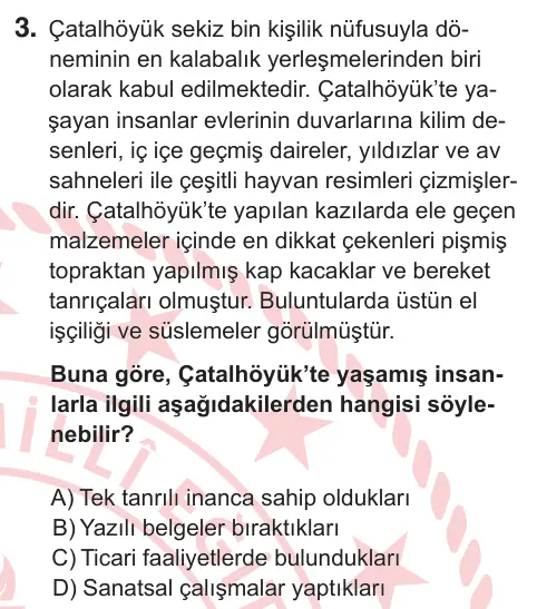 11. Sınıf Sosyal Bilgiler 2026 İOKBS Bursluluk Sınavı 3. Soru görseli