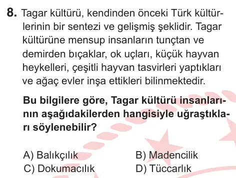 11. Sınıf Sosyal Bilgiler 2026 İOKBS Bursluluk Sınavı 8. Soru görseli